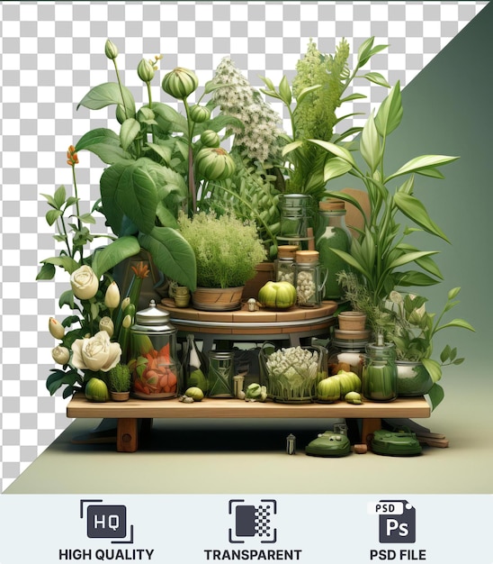 Highquality transparent psd 3d kruidengeneeskunde die natuurlijke remedies maakt