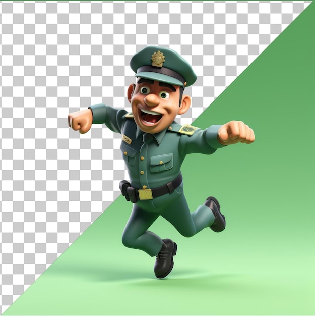 Highquality transparent psd 3d police officer cartoon chasing a thief