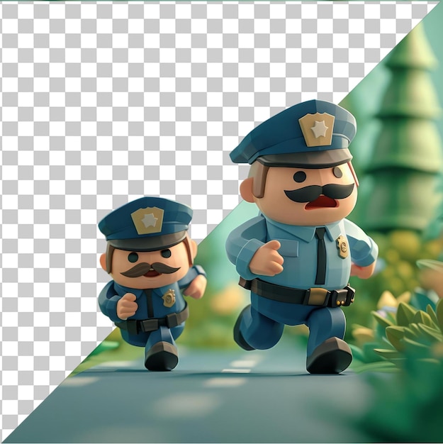 Highquality Transparent Psd 3d Policjant Kreskówka Goni Złodzieja