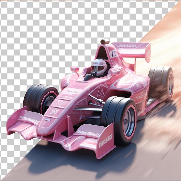 PSD 高品質の透明なpsd 3d レースカードライバー カートゥーン レーストラックでスピードを上げる