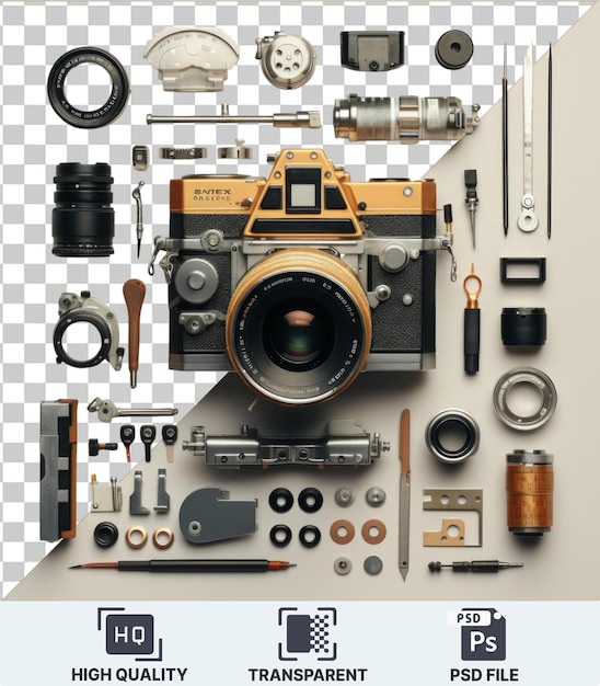 PSD highquality transparent psd classic film camera and accessories set