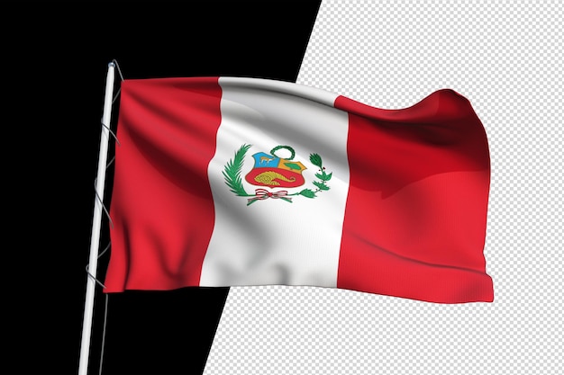 HighQuality Waving Peru Flag PNG Mockup geïsoleerd ontwerp