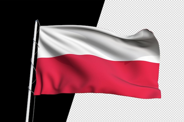 HighQuality Waving Poland Flag PNG Mockup geïsoleerd ontwerp