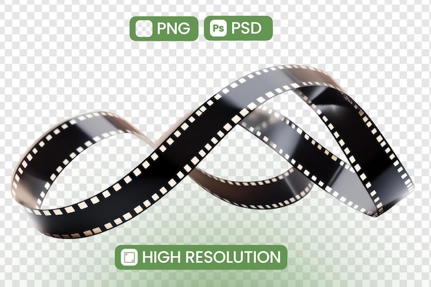 HighResolution Film Reel Kręcony obraz filmowy w formatach PNG i PSD Doskonały do projektów projektowania graficznego i opowiadania wizualnych opowieści