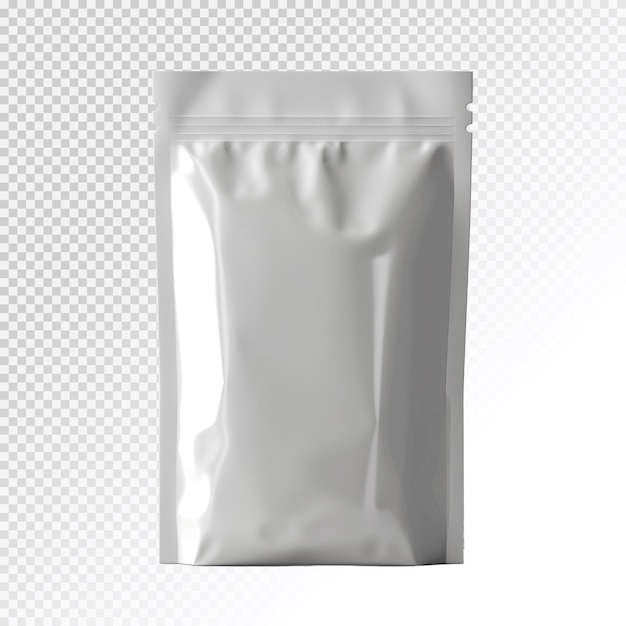 HighResolution Mockup van Matte White Mylar Pouch Package met doorzichtige achtergrond