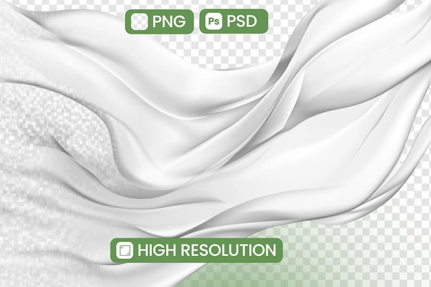 HighResolution White Fabric Flows Gracieus Creating Elegant Swirls and Drapes PNG en PSD Downloads inbegrepen Perfect voor ontwerpprojecten Een veelzijdige bron voor kunstenaars en ontwerpers