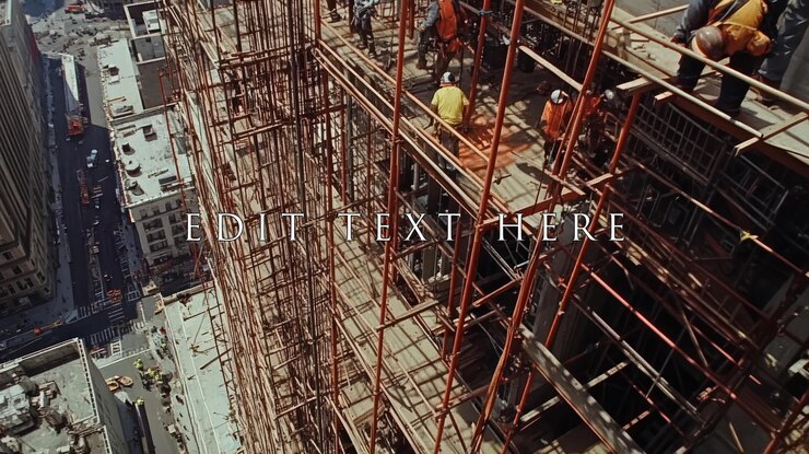 PSD highrise construction workers on scaffolding urban cityscape background