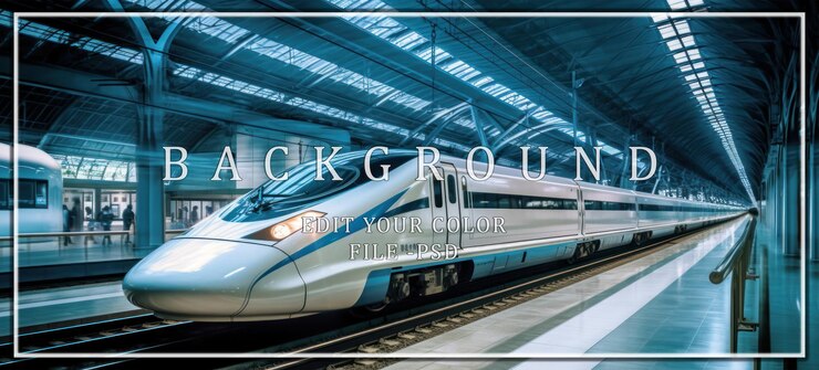 PSD highspeed train arriving at a modern railway station
