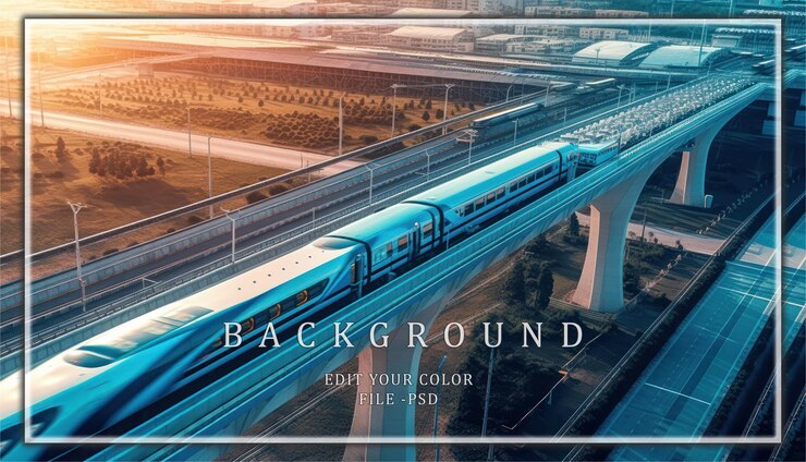 PSD highspeed train on elevated tracks