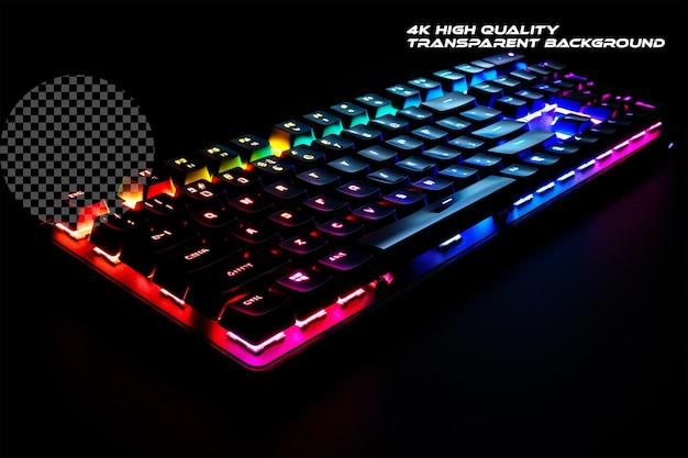 PSD the hightech elegance of an illuminated keyboard on transparent background