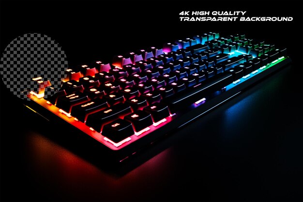 PSD the hightech elegance of an illuminated keyboard on transparent background