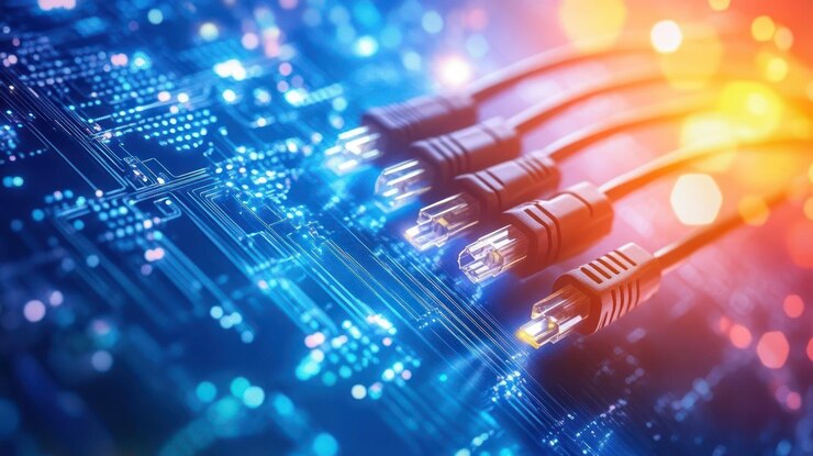 PSD hightech network connectivity cables and circuit board