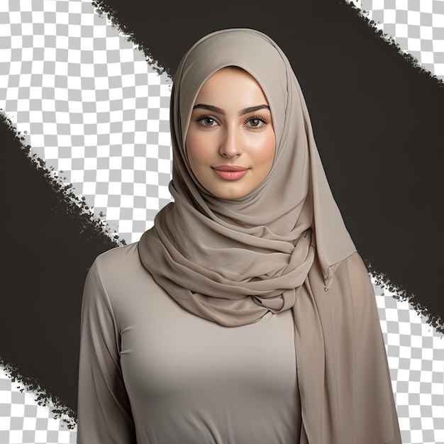 PSD hijab clad youth posing in studio against transparent background