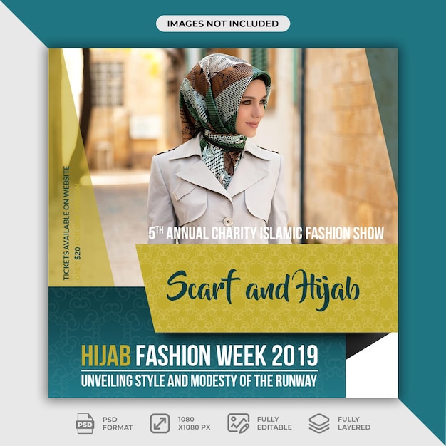 PSD hijab fashion post-sjabloon voor sociale media