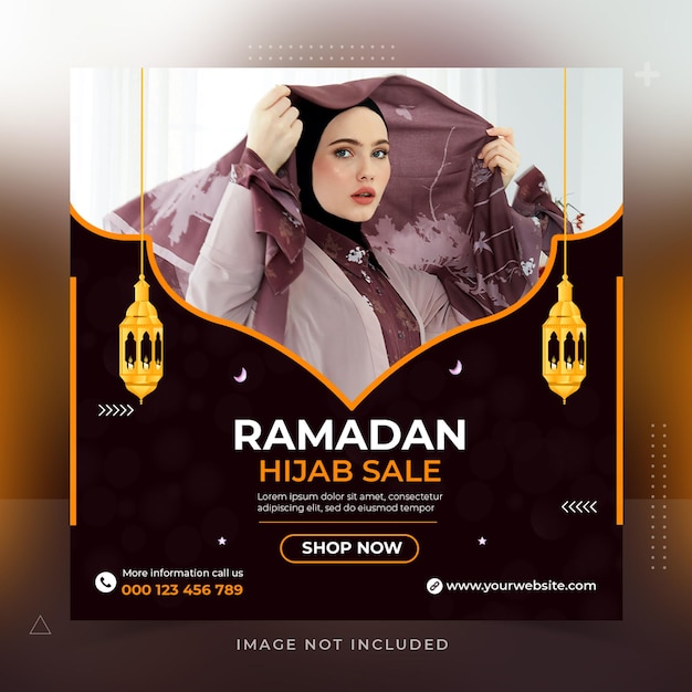 Modello di progettazione di post sui social media per la vendita di hijab ramadan