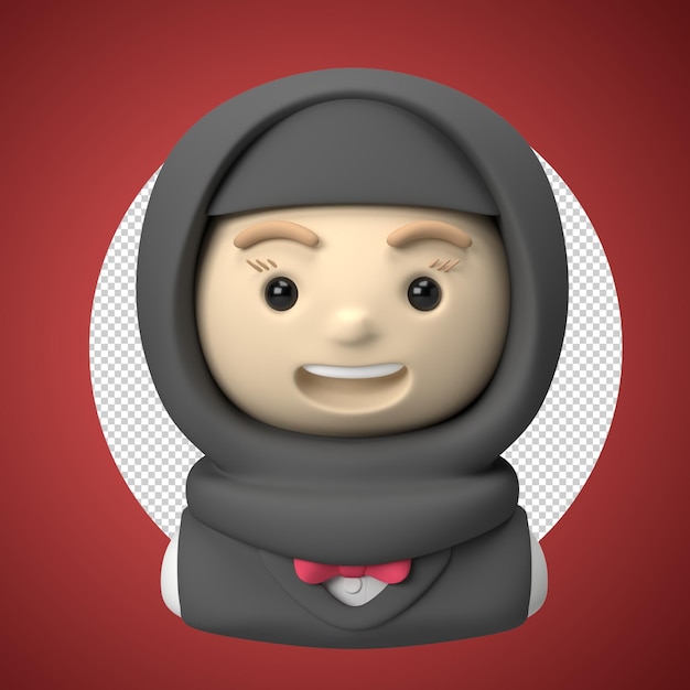 hijab valet 3d job avatar illustratie