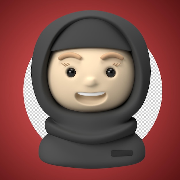 Hijab vrouwelijke 3d avatar met t-shirt als freelancer illustratie