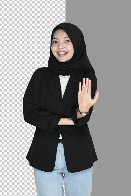 PSD a hijabi woman gesturing come