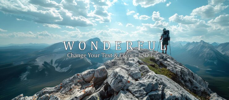 PSD hiker on mountain peak
