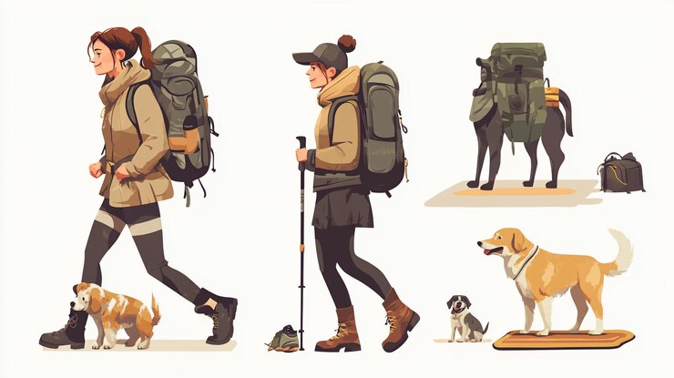 PSD hikers with backpacks and dogs on trails