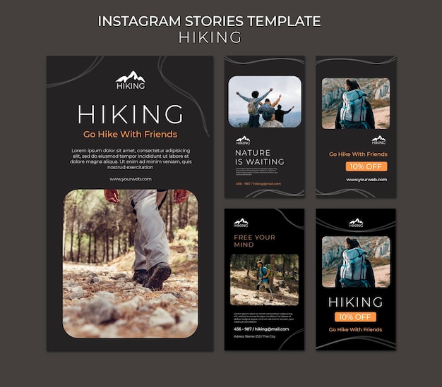 Hiking ad instagram stories template