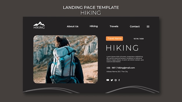 hiking ad template landing page