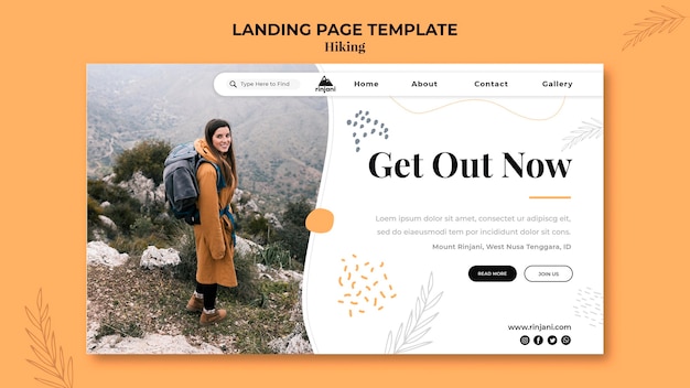 PSD hiking adventure landing page template