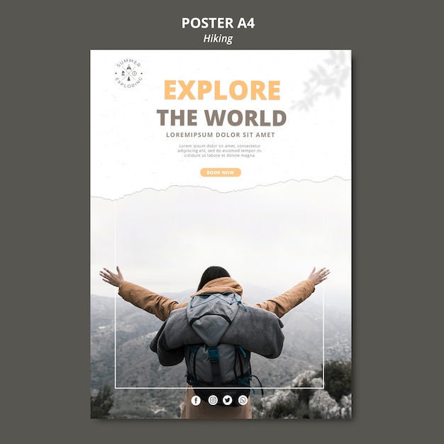 PSD hiking concept poster template