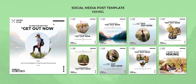 PSD hiking concept social media post template