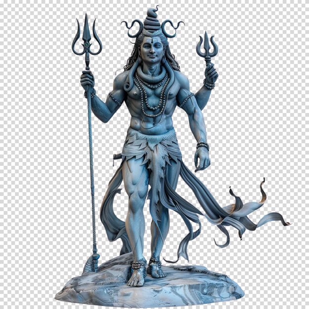 Hindoegod shiva geïsoleerd op transparante achtergrond en gelukkige maha shivaratri