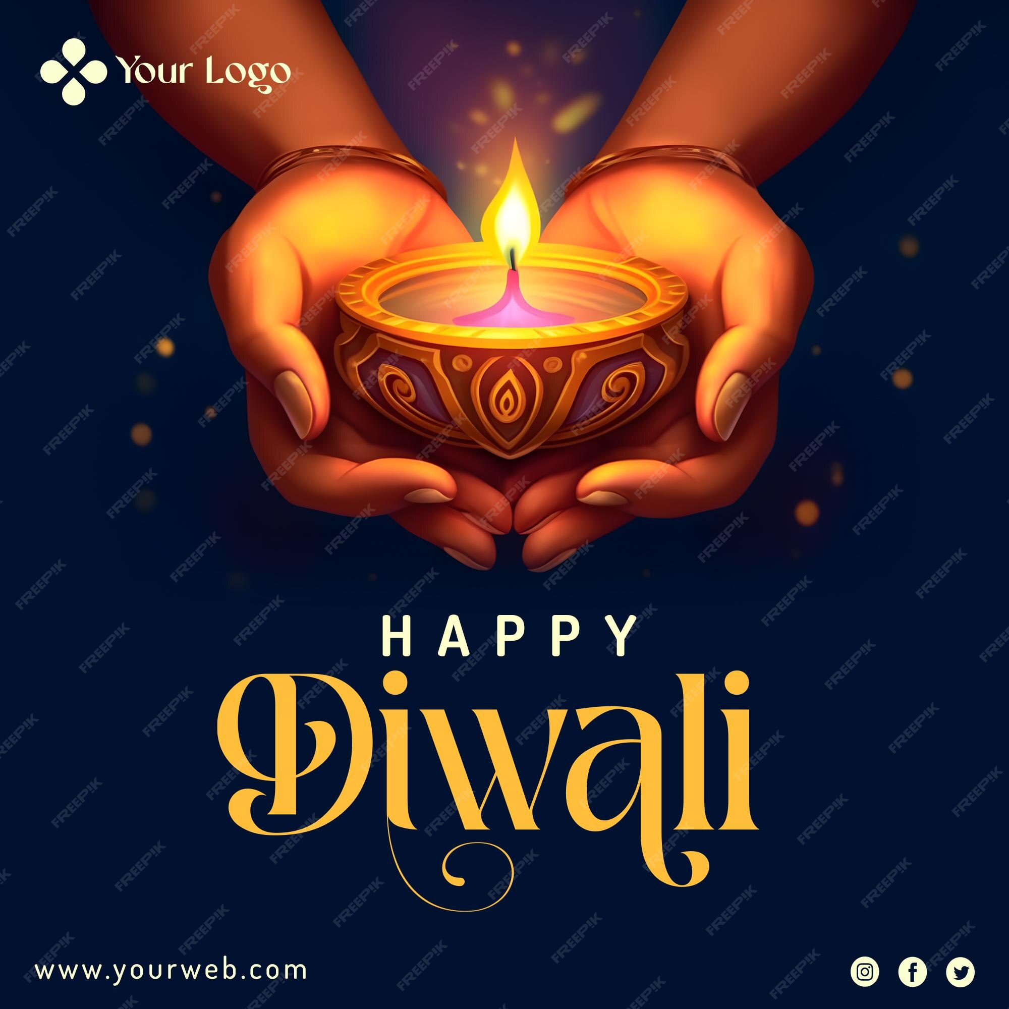 Premium PSD Hindu diwali festival social media post with realistic