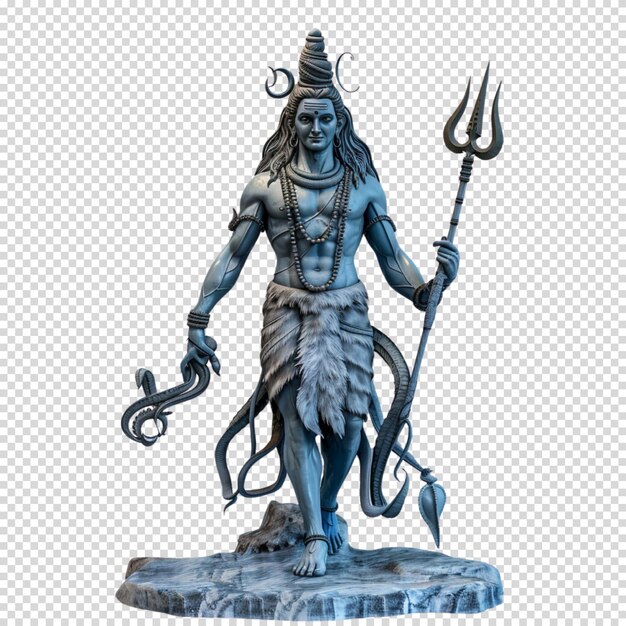 PSD hinduistyczny bóg shiva izolowany na przezroczystym tle i szczęśliwa maha shivaratri