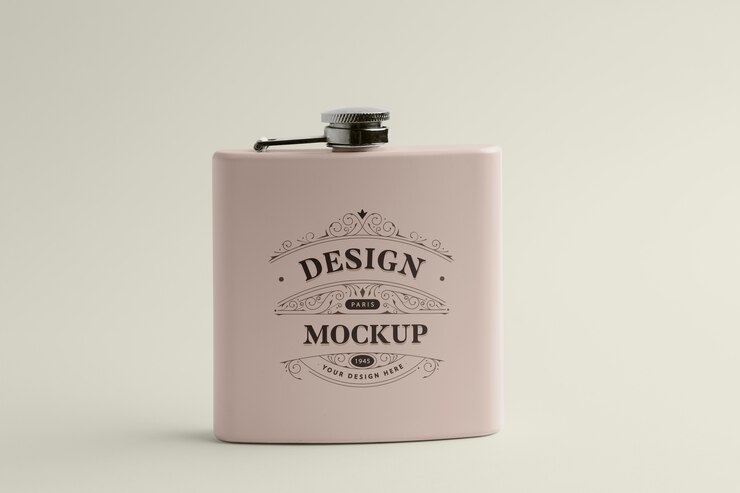 PSD hip flask design mockup