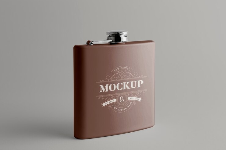 PSD hip flask design mockup
