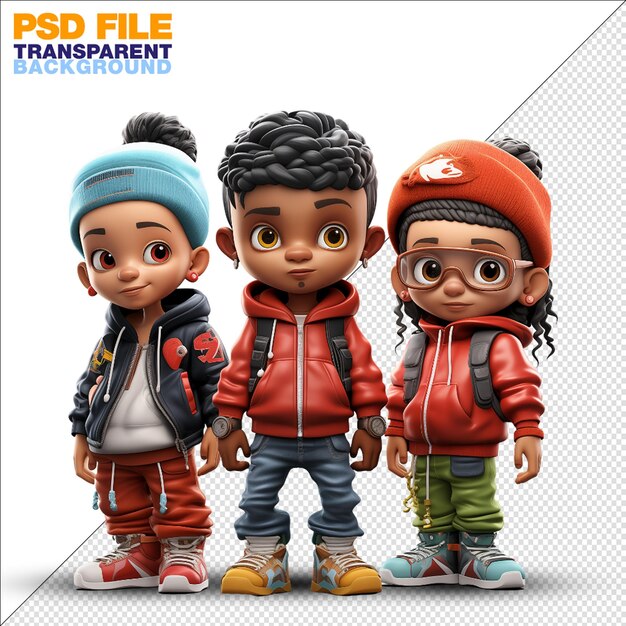 hip hop elven pixar stijl geïsoleerd op transparante achtergrond