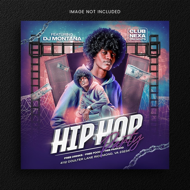 PSD hip hop music flyer social media template