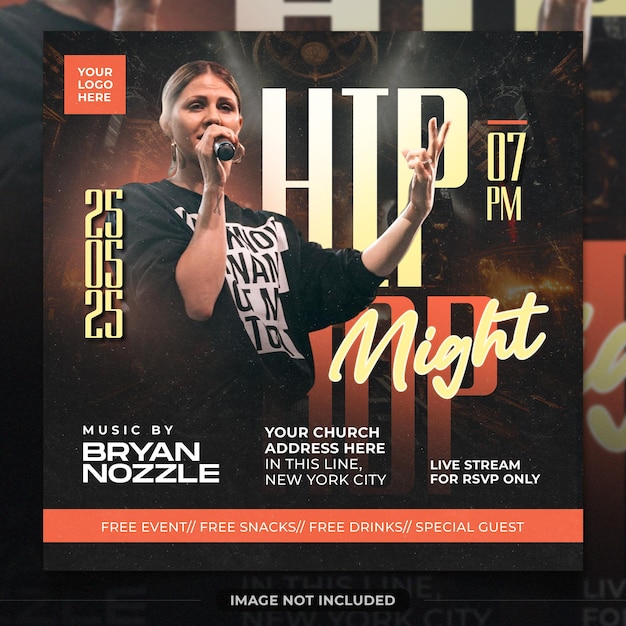 Hip hop music poster flyer template