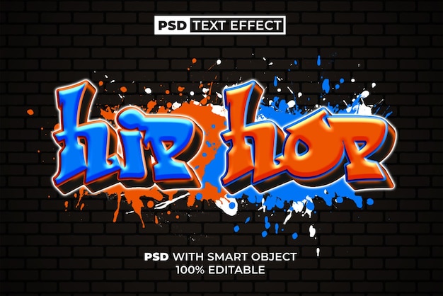 PSD hip hop text effect graffiti style editable text effect