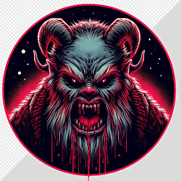 PSD hiperrealistyczna ilustracja sztuki wektorowej diabeł krampus emocjonalny emoji avatar przezroczysty tło