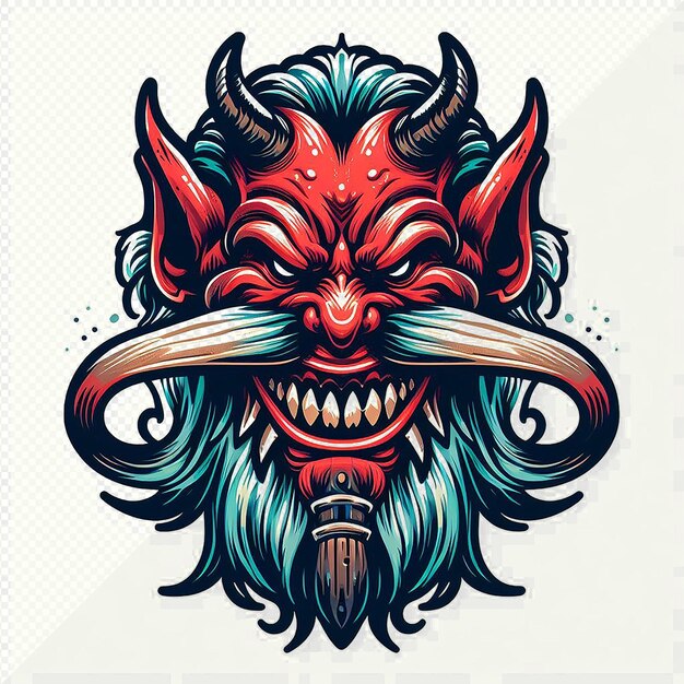 PSD hiperrealistyczna ilustracja sztuki wektorowej diabeł krampus emocjonalny emoji avatar przezroczysty tło