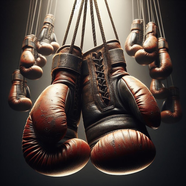 PSD hiperrealistyczna ilustracja wektorowa zawieszone czerwone rękawiczki bokserskie mistrz sportu rekreacyjnego