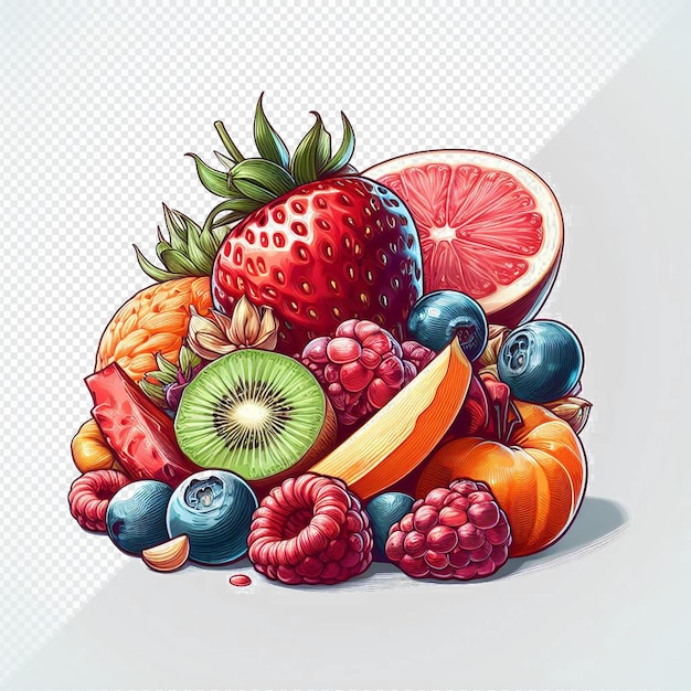 PSD hiperrealistyczna ilustracja wektorowa żywność tropikalne owoce jagody izolowane przezroczyste tło