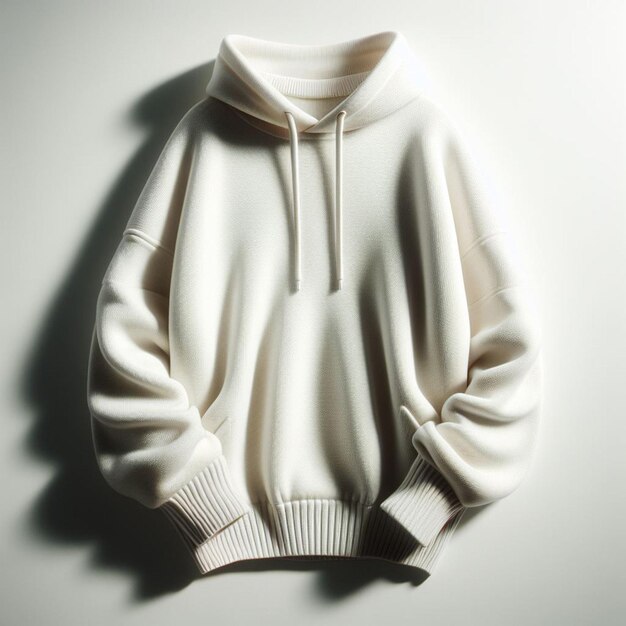 Hiperrealistyczna Sztuka Wektorowa Zimowa Biały Pusty Sweter Z Kapturem Izolowany Biały Model Tła