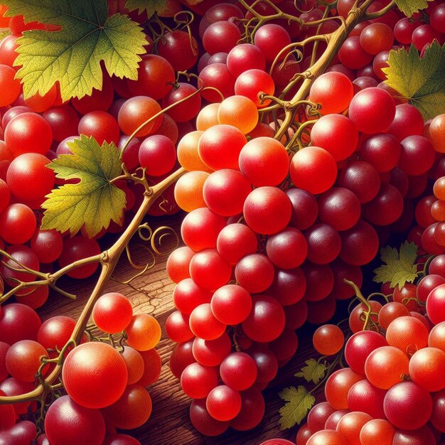 Hiperrealistyczne Czerwone żywe Winogrona Izolowane Przezroczyste Tło