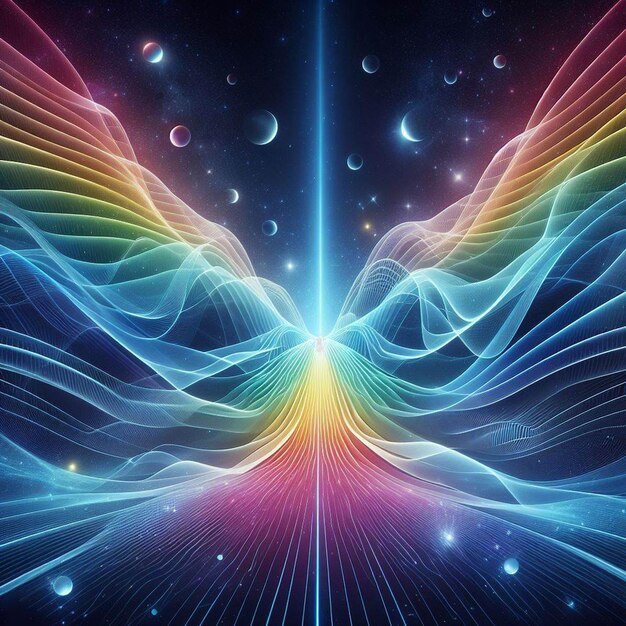PSD hiperrealistyczne holograficzne pryzmatyczne kolory tęczy spektrum światła wiązka tło