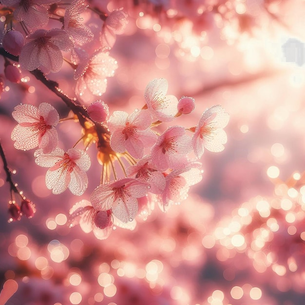 PSD hiperrealistyczne japońskie sakura kwitnące wiśnie festiwal tło plakat natura pic