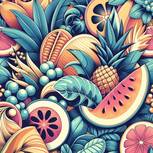 Hiperrealistyczne Tropikalne Egzotyczne świeże Kolorowe Owoce Owoce Wzór żywności Przezroczysty Tło Zdjęcie
