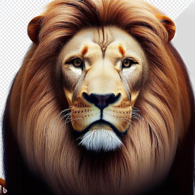 PSD hiperrealistyczny portret twarzy lwa dzikie zwierzęta natura izolowane przezroczyste tło