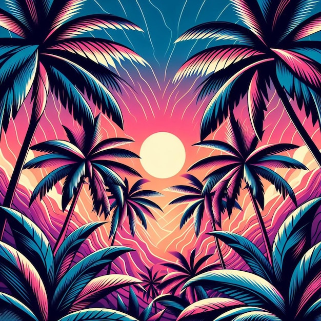 PSD hiperrealistyczny tropikalny egzotyczny kolorowy wzór palmy kokosowej na plaży przezroczysty tło