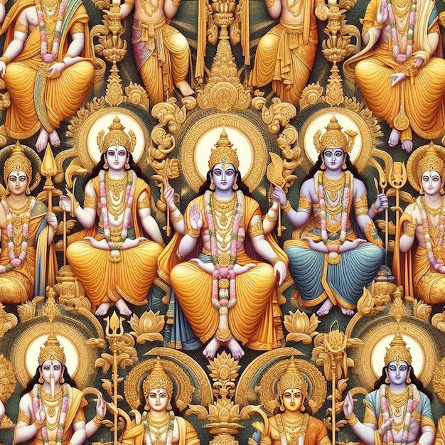 PSD hiperrealistyczny wzór hinduskiego boga ramy navami ilustracja